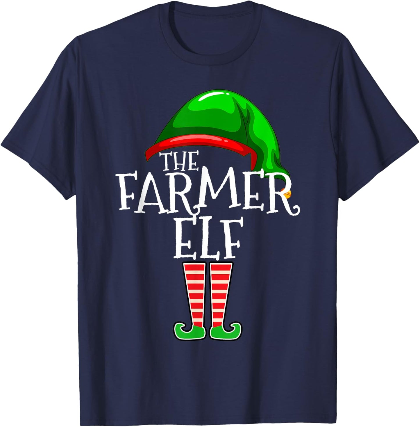 Farmer Elf Group Matching Family Christmas Gift Farm Farming T-Shirt - T-Shirt | Navy