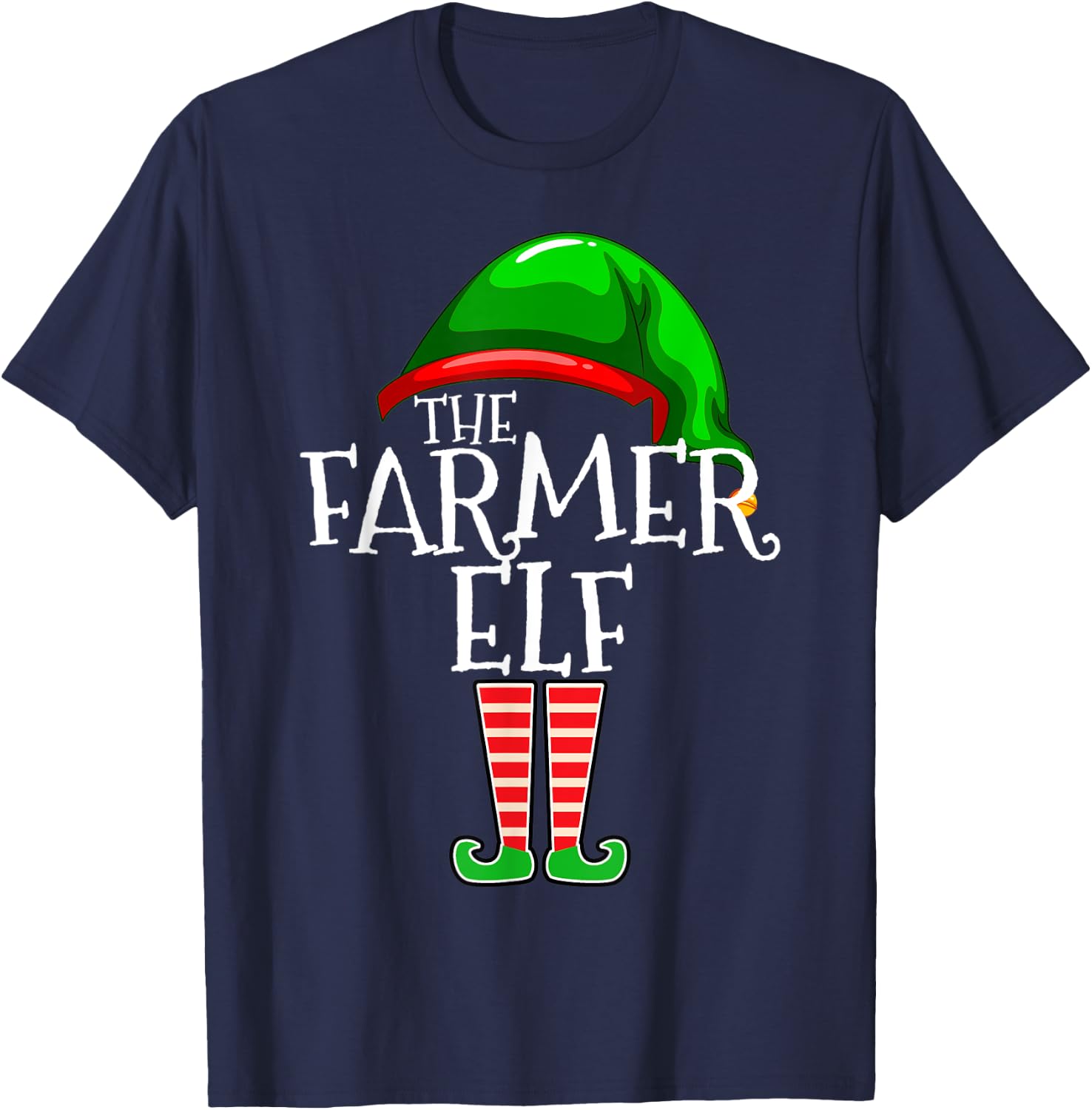 Farmer Elf Group Matching Family Christmas Gift Farm Farming T-Shirt - T-Shirt | Navy