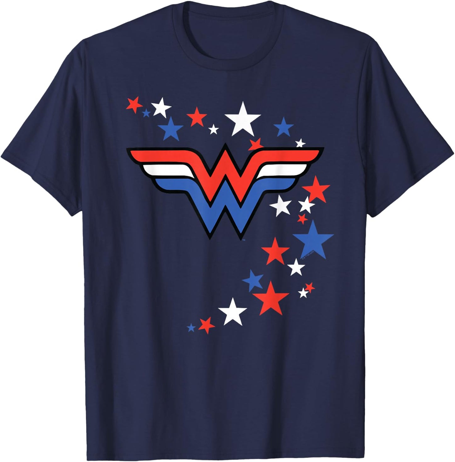 Wonder Woman Swirling Stars 4th of July T-Shirt - T-Shirt | Navy