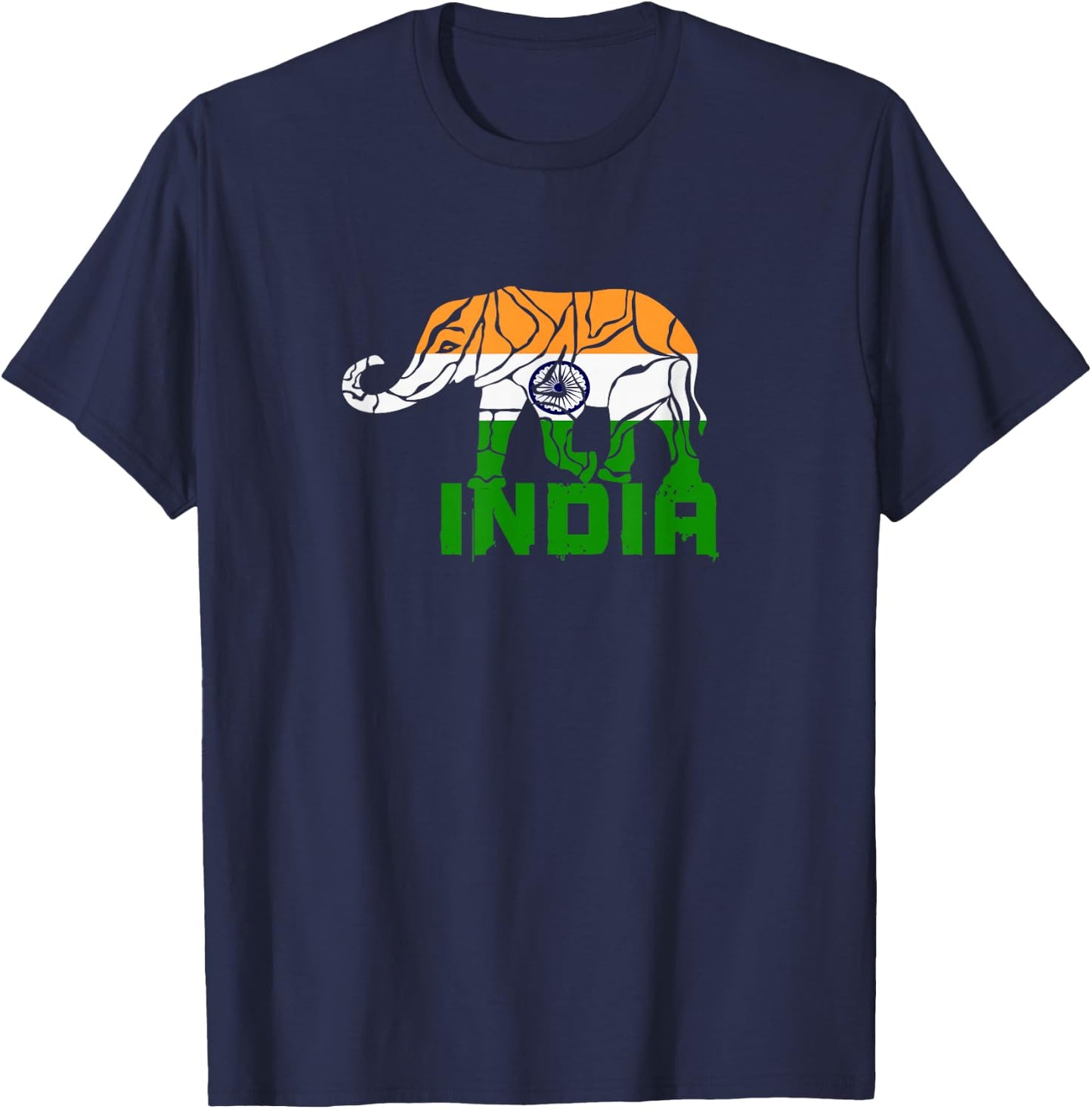 Indian elephant with national colours and national flag gift T-Shirt - T-Shirt | Navy