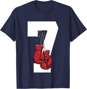 Boxing 7 Year Boxer 7th Birthday T-Shirt - T-Shirt | Navy