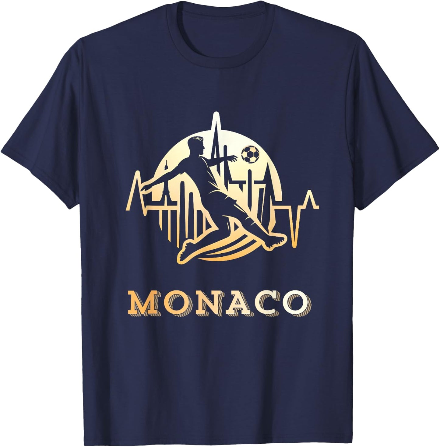 Gift Supporter Monaco Football Monegasque , Black, S T-Shirt - T-Shirt | Navy