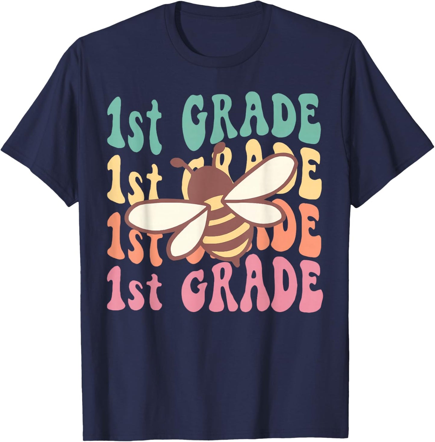 1th Grade Teacher Cute Bee Back To School Elementary Teacher T-Shirt - T-Shirt | Navy