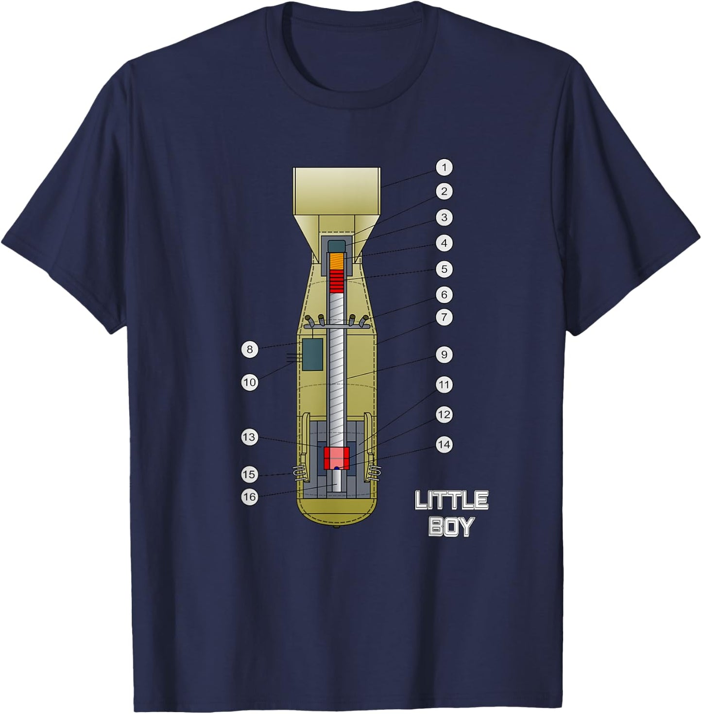 Little Boy - Nuke Bomb Diagram - Nuclear Warhead Missile T-Shirt - T-Shirt | Navy