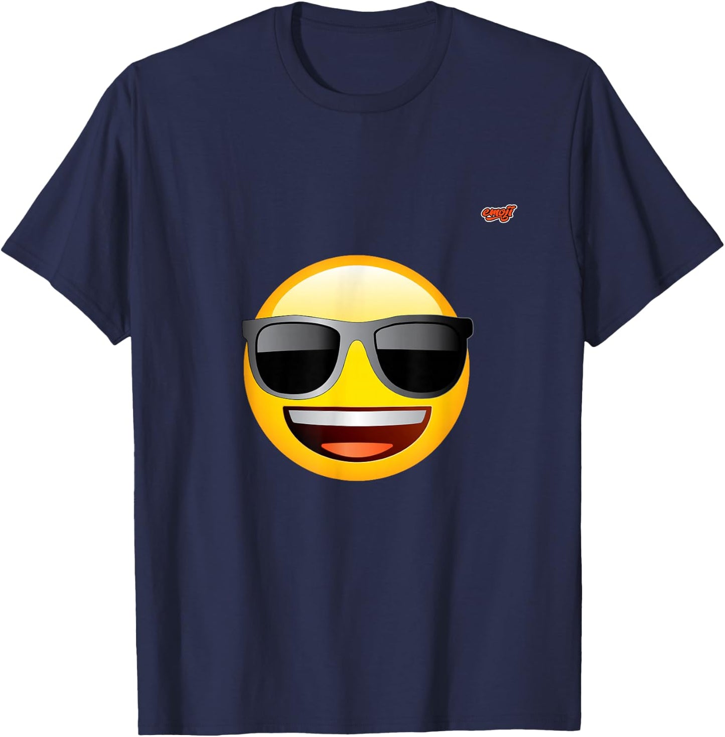 emoticon happy face sunglasses , Black, S T-Shirt - T-Shirt | Navy
