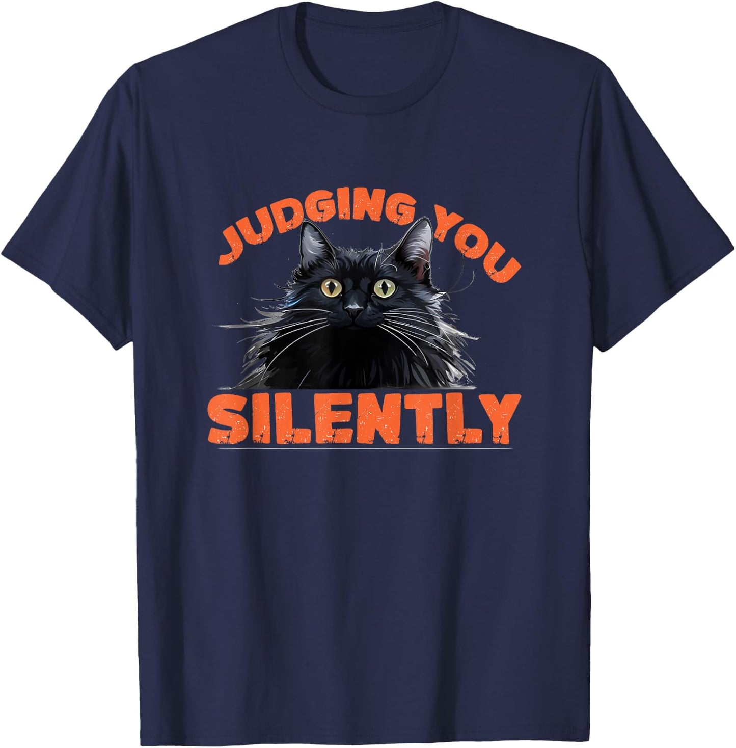 Vintage Funny Cat Judging You Silently Cat T-Shirt - T-Shirt | Navy