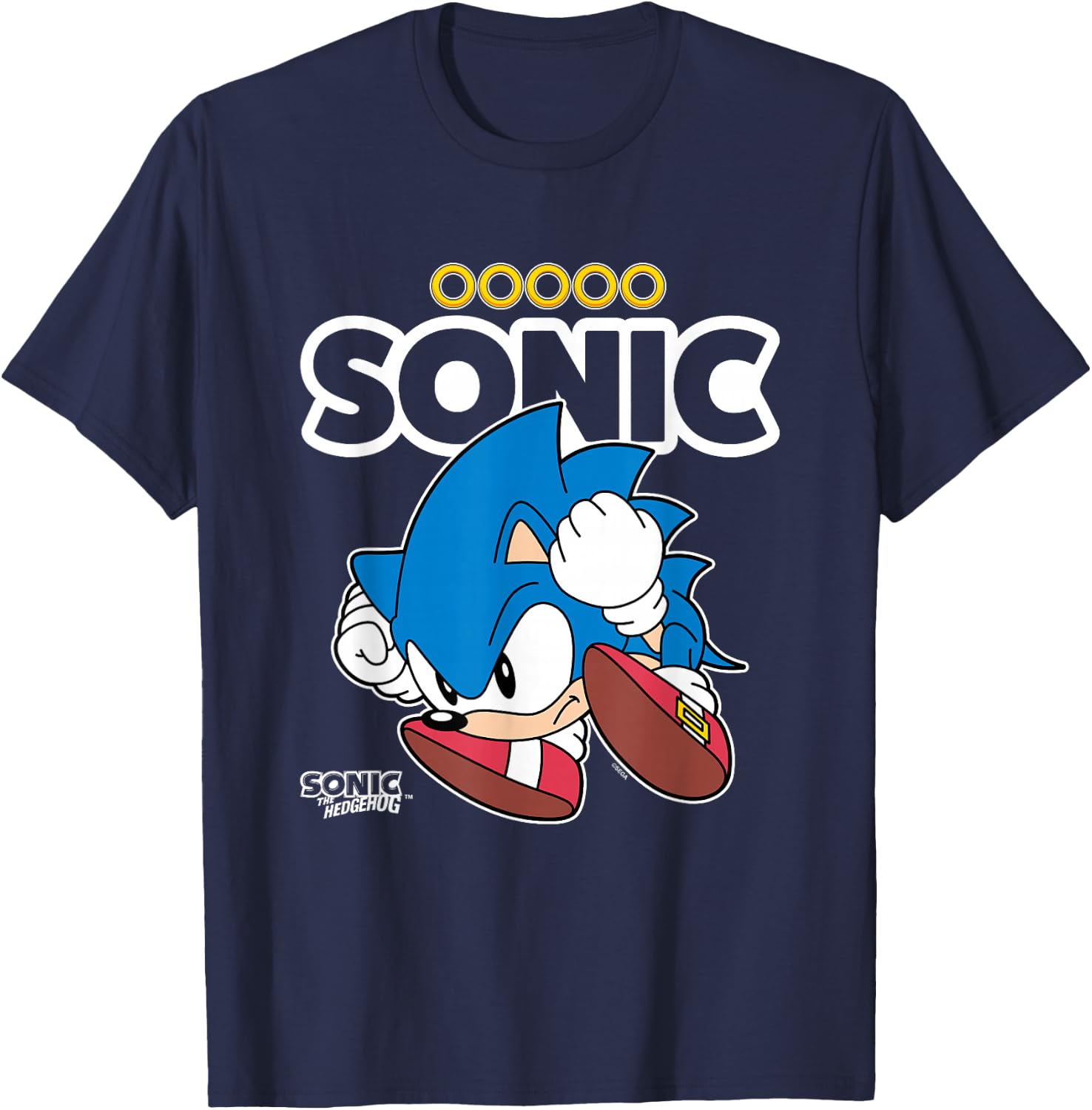 Sonic The Hedgehog Sonic Crawled Up In A Ball Retro Shot T-Shirt - T-Shirt | Navy