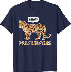 Deaf Leopard Music Funny Band Pun Deaf Awareness T-Shirt - T-Shirt | Navy