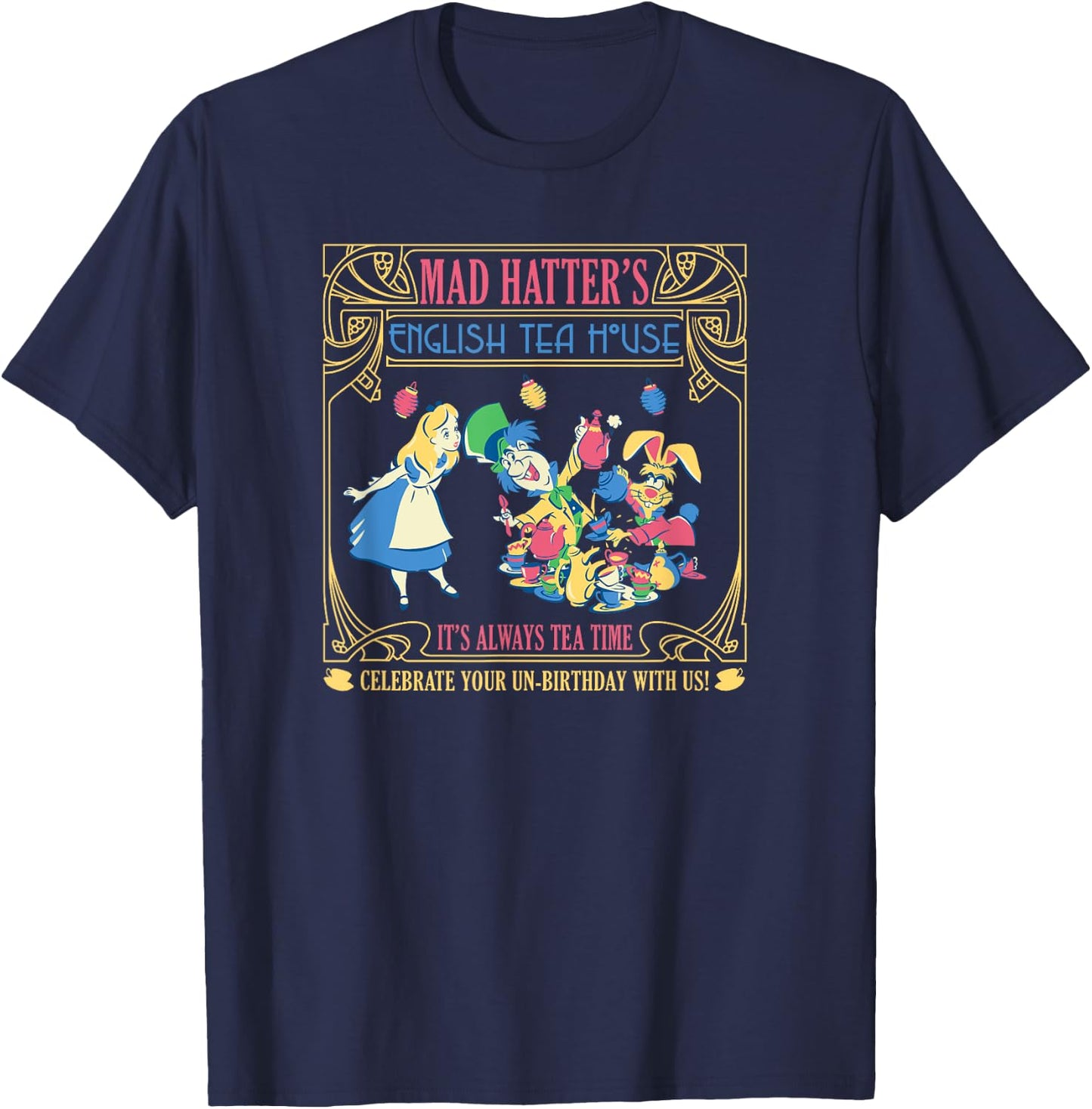Disney Alice in Wonderland Mad Hatter's English Tea House T-Shirt - T-Shirt | Navy