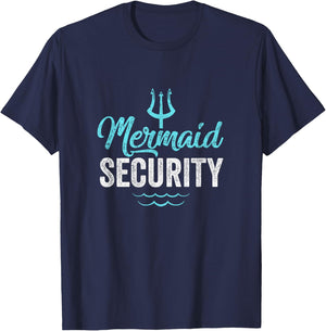 Mermaid Security Mermaid Dad Birthday Party Mer Dad T-Shirt - T-Shirt | Navy