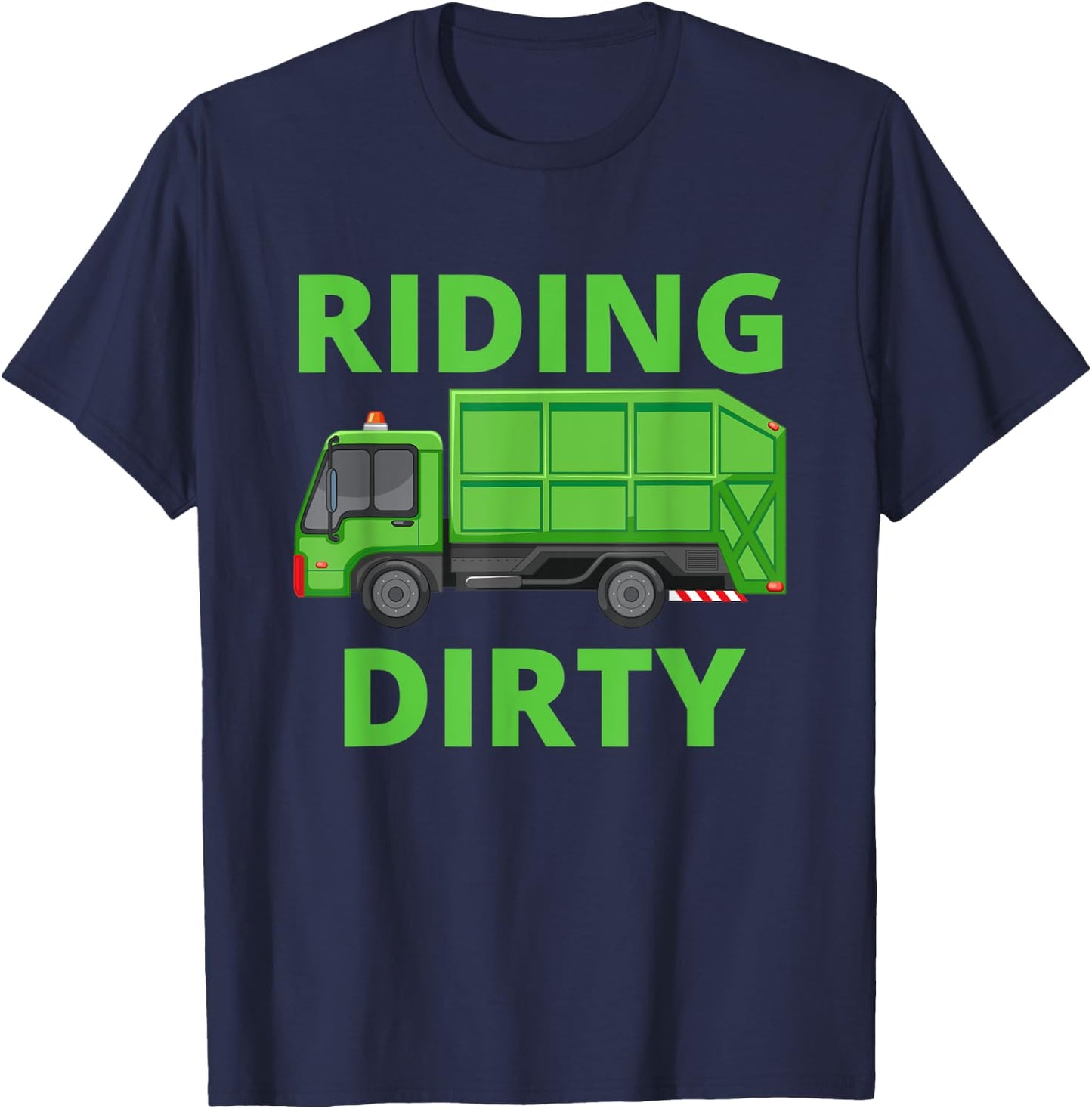 Recycling Trash Garbage Truck Kids Men Riding Dirty T-Shirt - T-Shirt | Navy