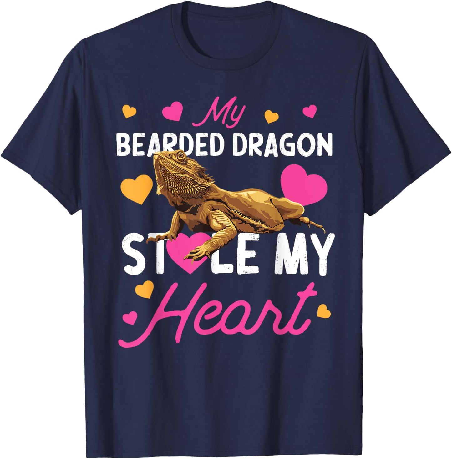 My Bearded Dragon Stole My Heart Valentines Day T-Shirt - T-Shirt | Navy