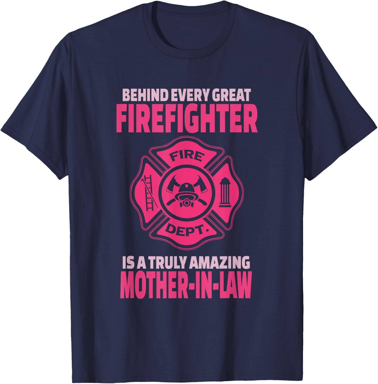Firefighter Mother-In-Law - Support Daughter or Son-In-Law T-Shirt - T-Shirt | Navy