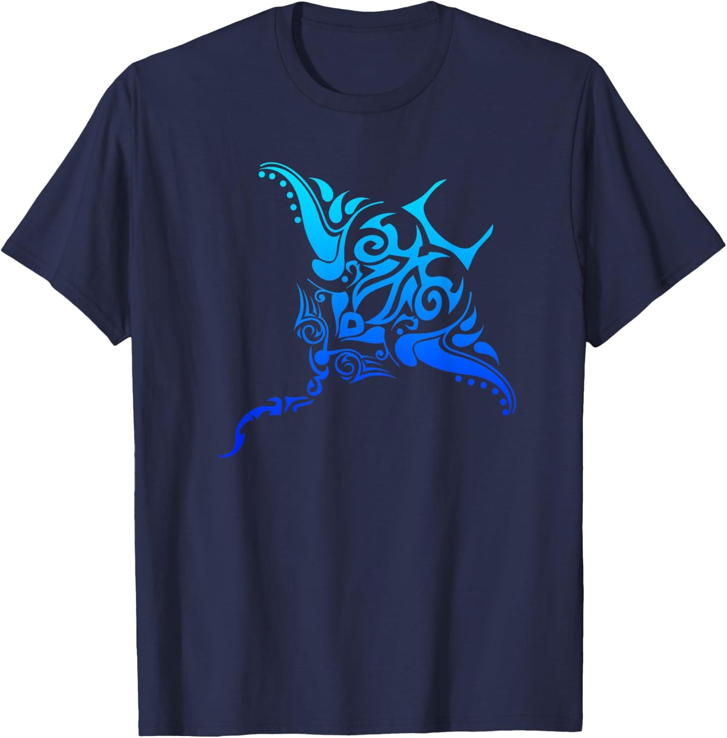 Hawaiian Tribal Stingray Polynesian Tattoo Style Vacation T-Shirt - T-Shirt | Navy