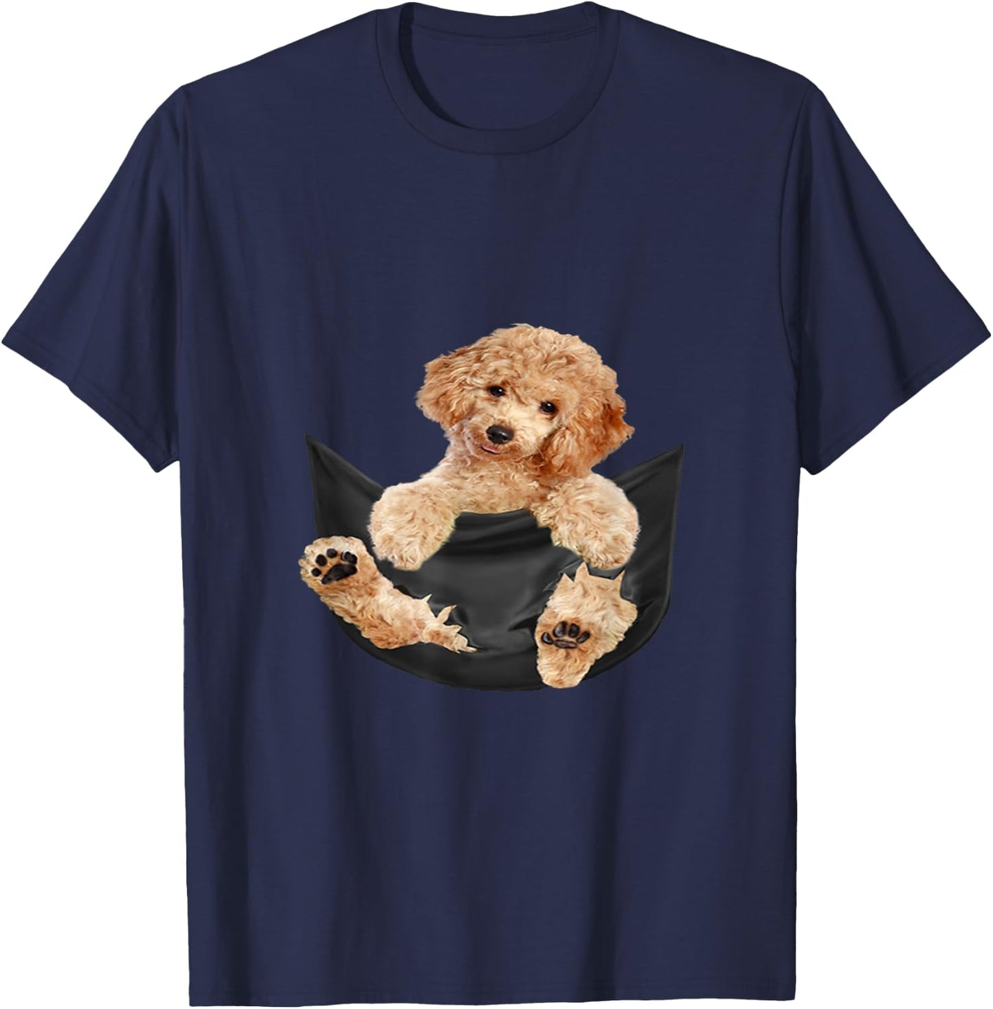 Dog Lovers Gifts Poodle In Pocket Funny Dog Men Women Girls Kids T-Shirt - T-Shirt | Navy