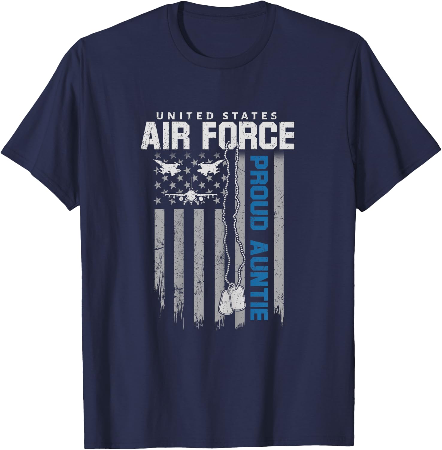US Air Force Proud Auntie Flag American USAF Family Matching T-Shirt - T-Shirt | Navy