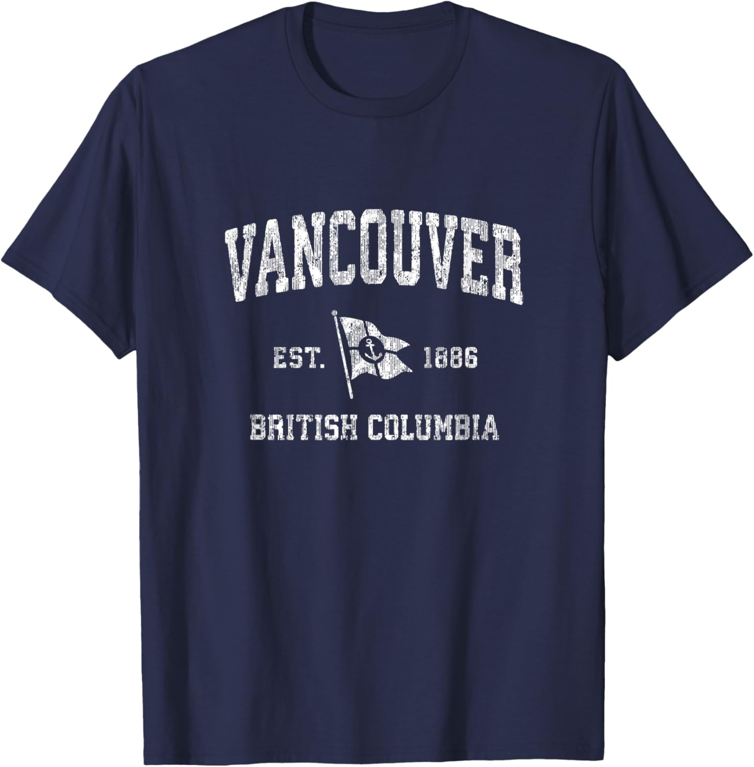 Vancouver British Columbia BC Vintage Boat Anchor Flag T-Shirt - T-Shirt | Navy
