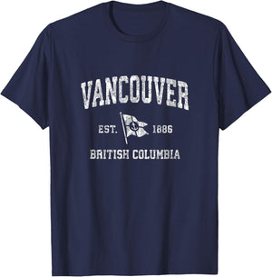 Vancouver British Columbia BC Vintage Boat Anchor Flag T-Shirt - T-Shirt | Navy