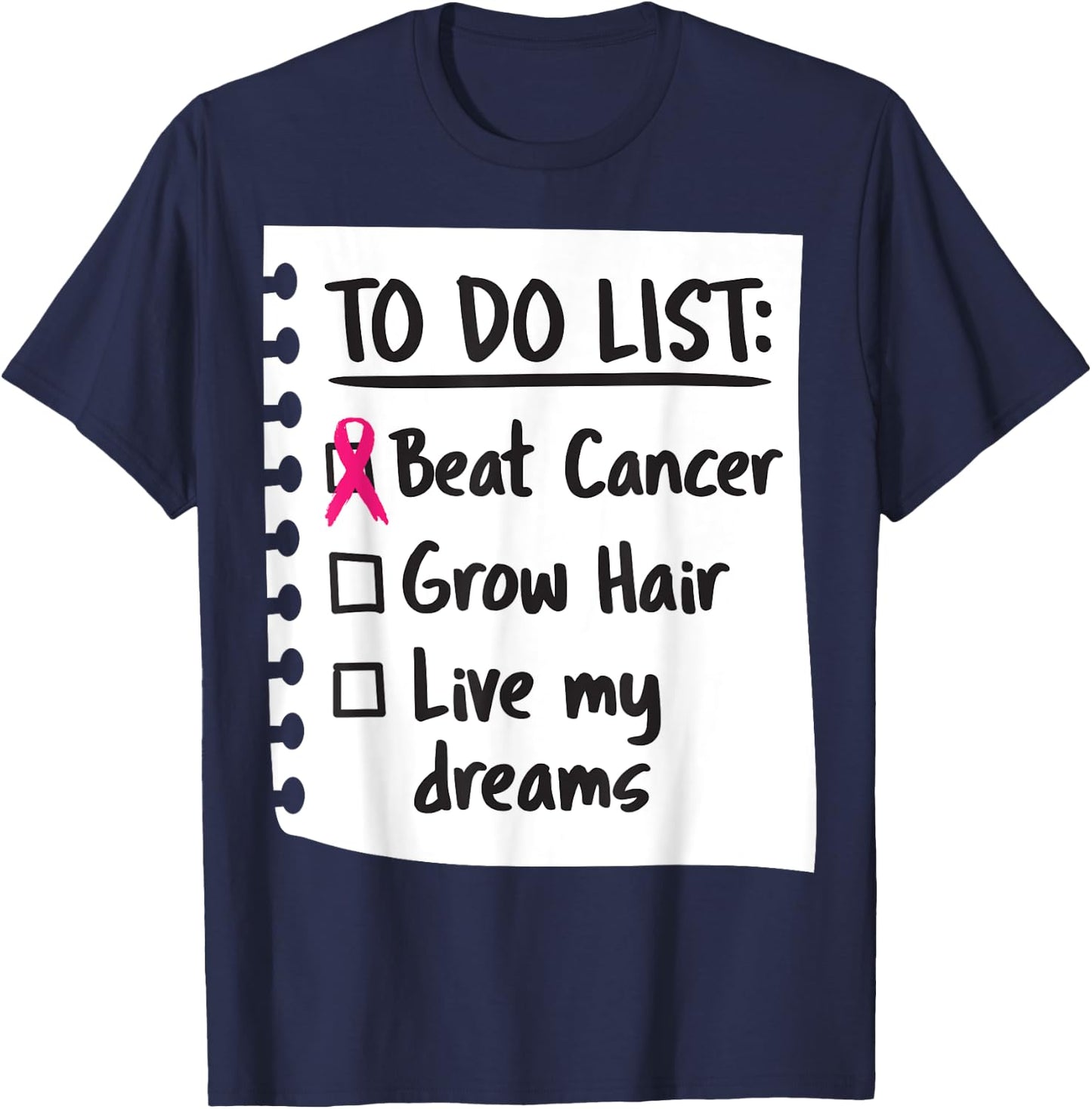 To Do List Funny Breast Cancer Awareness T-Shirt - T-Shirt | Navy