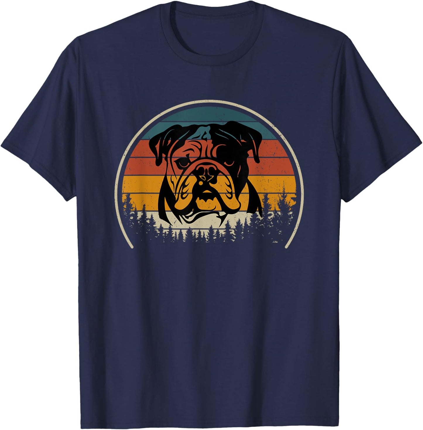 English Bulldog Retro T-Shirt - T-Shirt | Navy