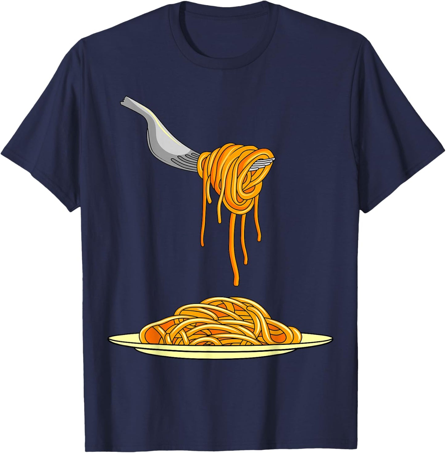 Pasta Spaghetti Noodles Italian Cook Fork Food T-Shirt - T-Shirt | Navy