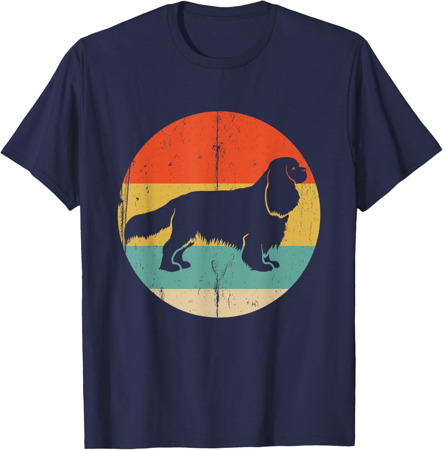 Cavalier King Charles Spaniel Shirt - Retro Dog T-Shirt - T-Shirt | Navy