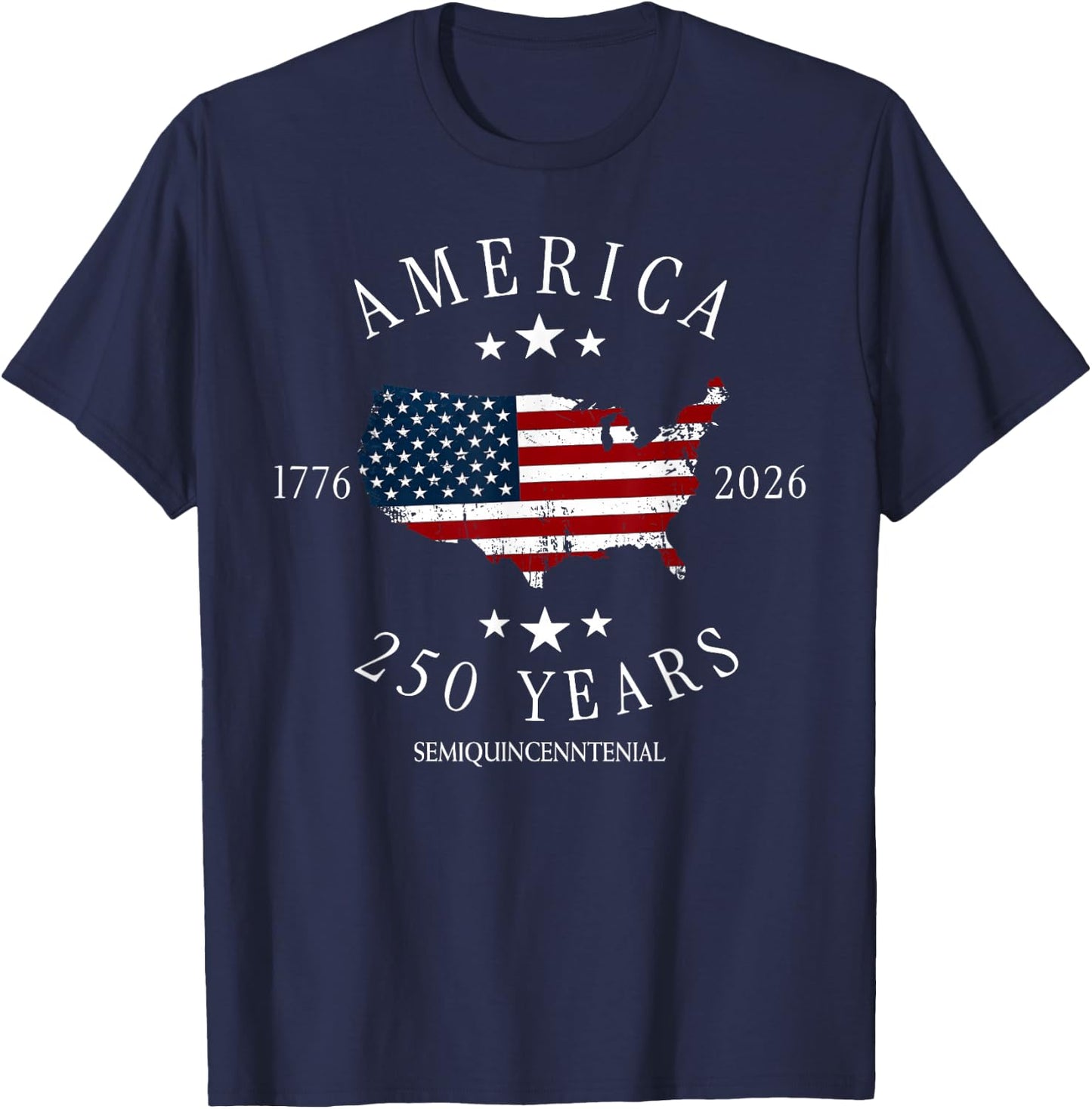 USA America 1776-2026 Happy 4th of July 250 Years Freedom T-Shirt - T-Shirt | Navy