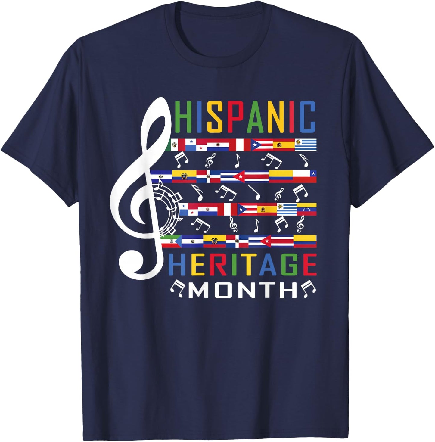Music Teacher Kid National Hispanic Heritage Month T-Shirt - T-Shirt | Navy
