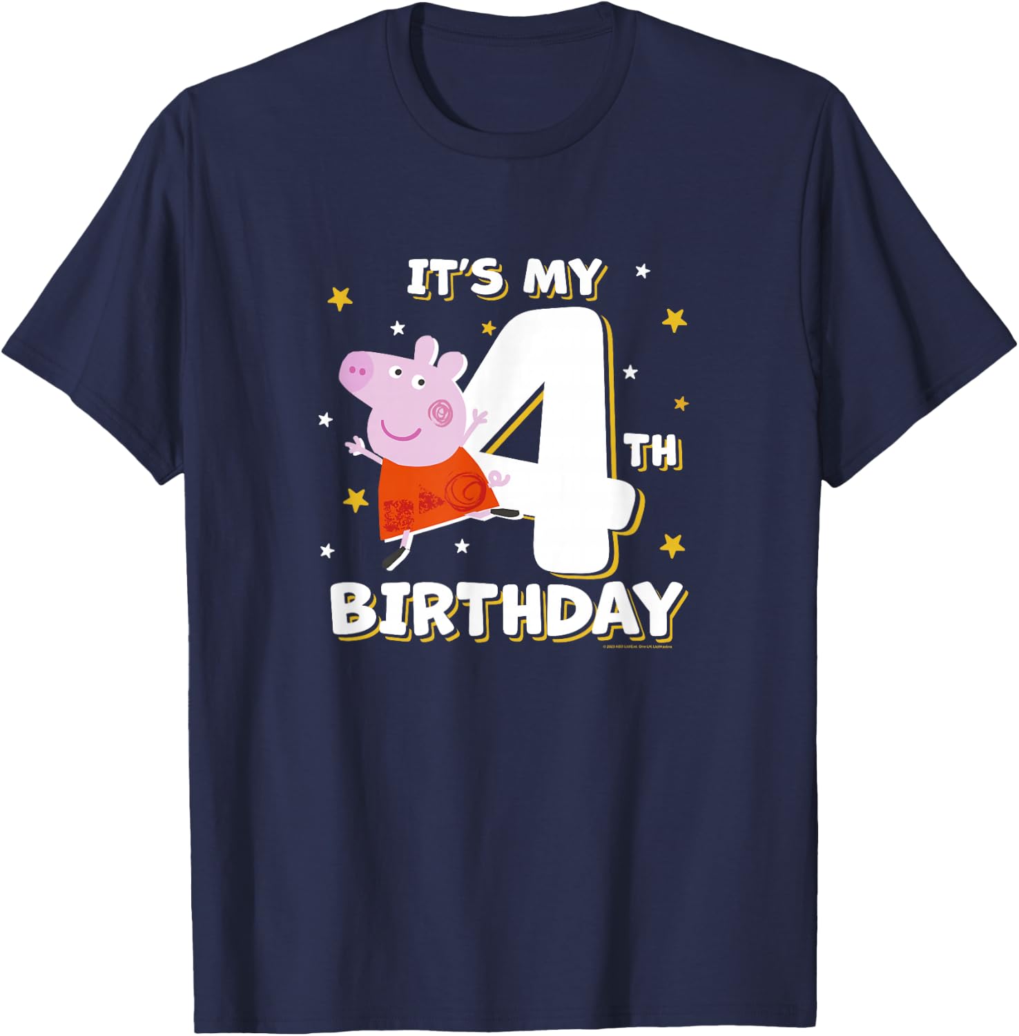 Peppa Pig It's My 4th Birthday Holiday Stars Celebration T-Shirt - T-Shirt | Navy