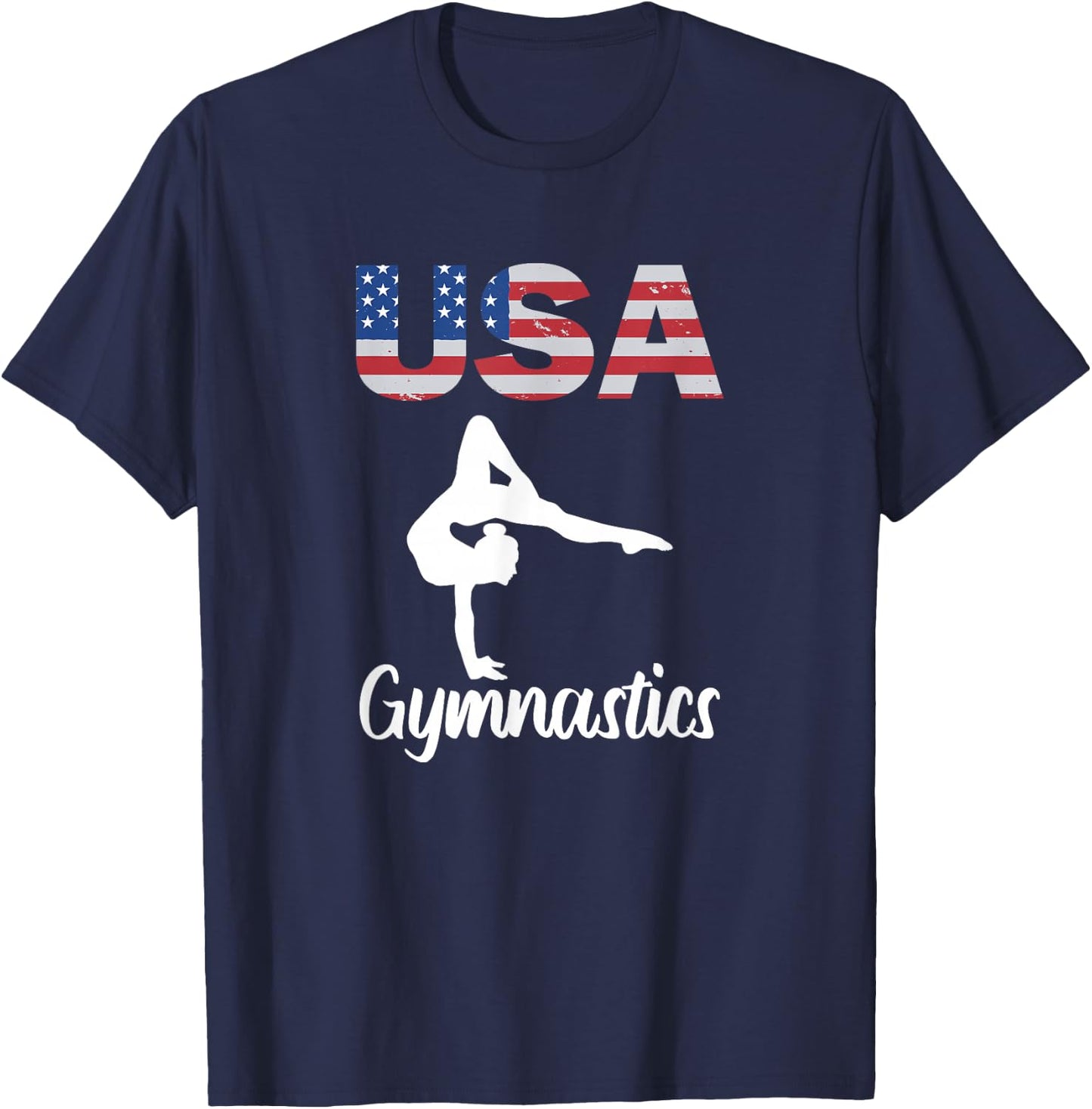 USA American Flag Gymnastics Gymnast 4th of July T-Shirt - T-Shirt | Navy