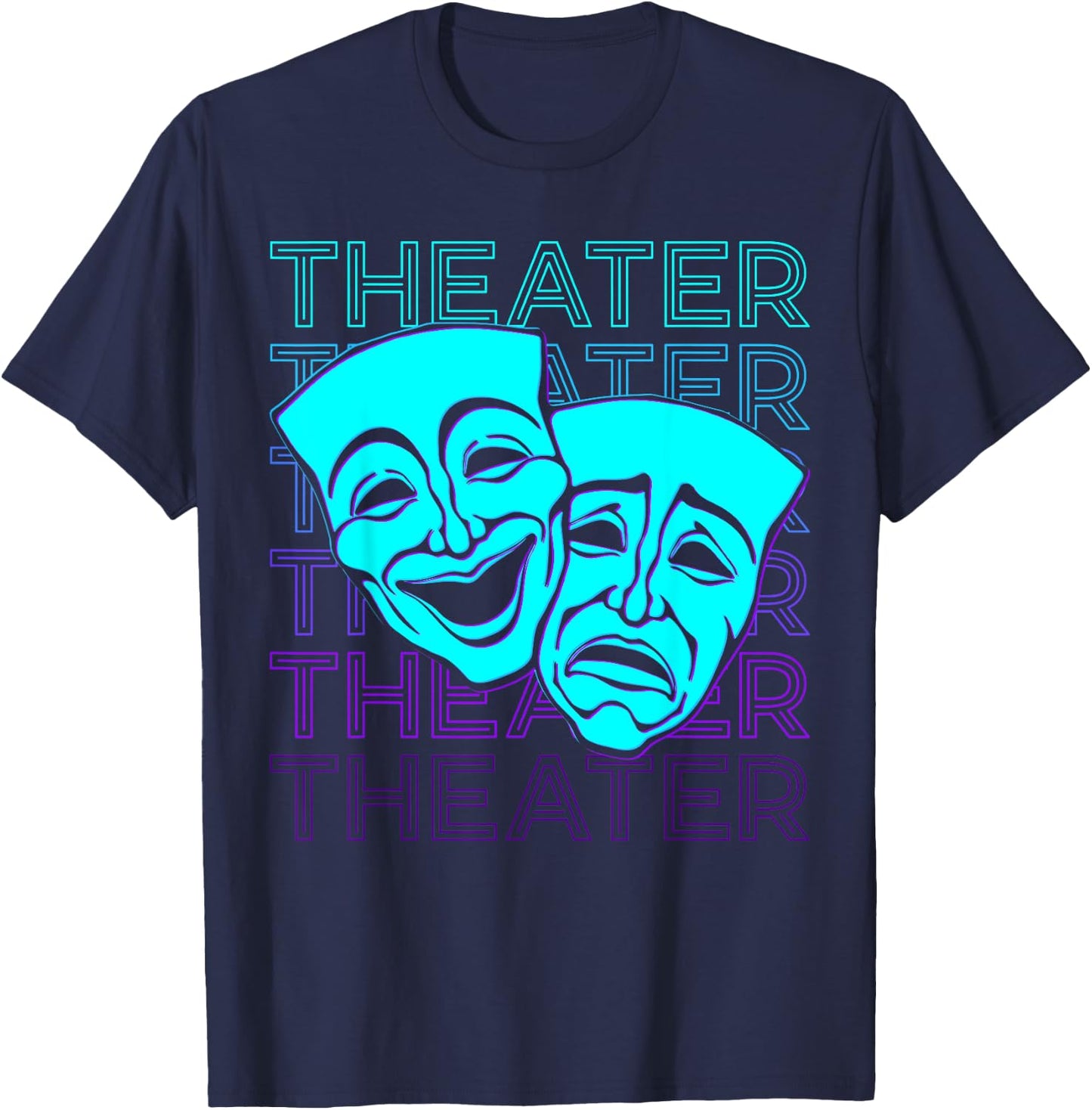Theatermasken Retro T-Shirt - T-Shirt | Navy