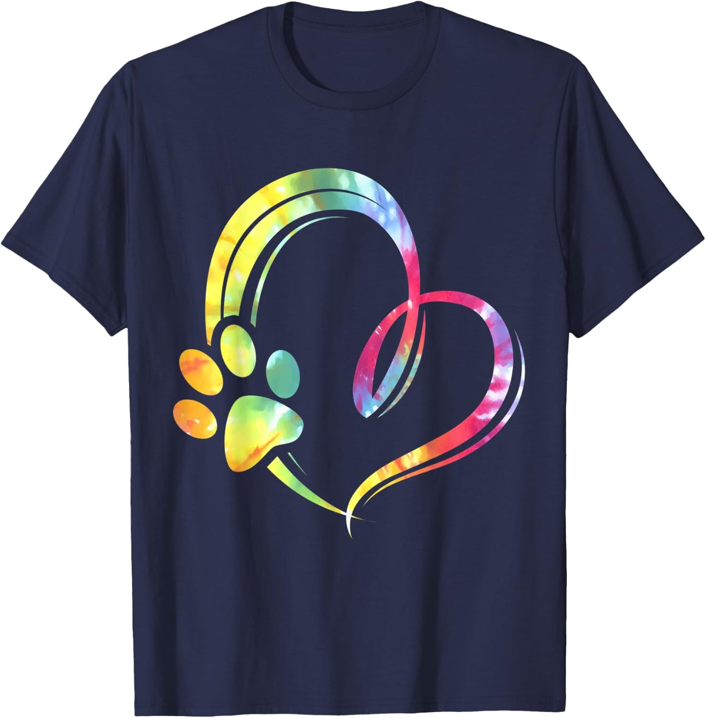 Watercolored Paw and Heart Design Dog Lover Women T-Shirt - T-Shirt | Navy
