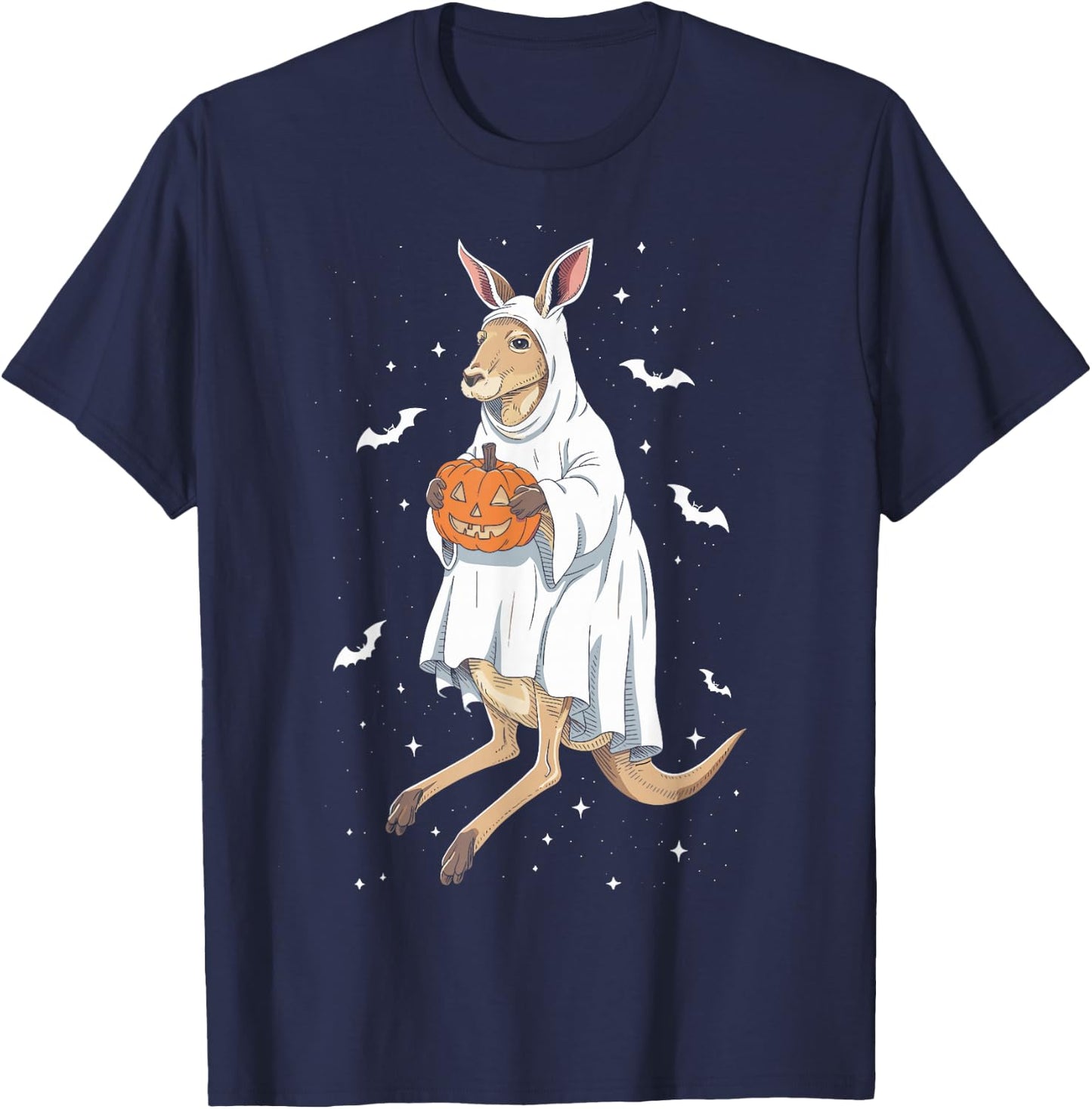 Funny Ghost Kangaroo Lovers Spooky Halloween Costume T-Shirt - T-Shirt | Navy