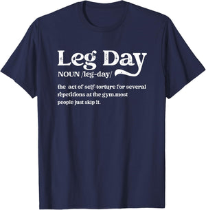 Leg Day Definition Gym Pump Cover - Oversized Gym Workout , black T-Shirt - T-Shirt | Navy
