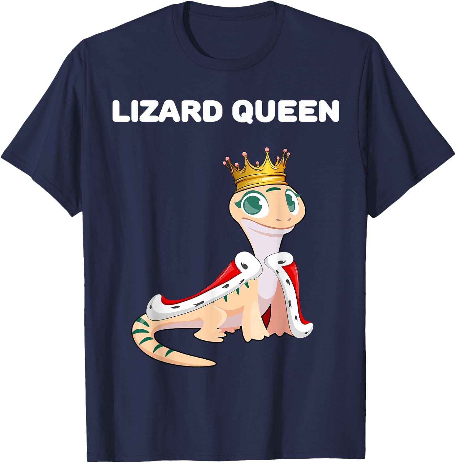 Lizard Queen | Lizard Design | Girls Lizard T-Shirt - T-Shirt | Navy