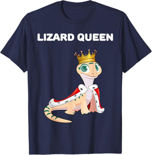Lizard Queen | Lizard Design | Girls Lizard T-Shirt - T-Shirt | Navy