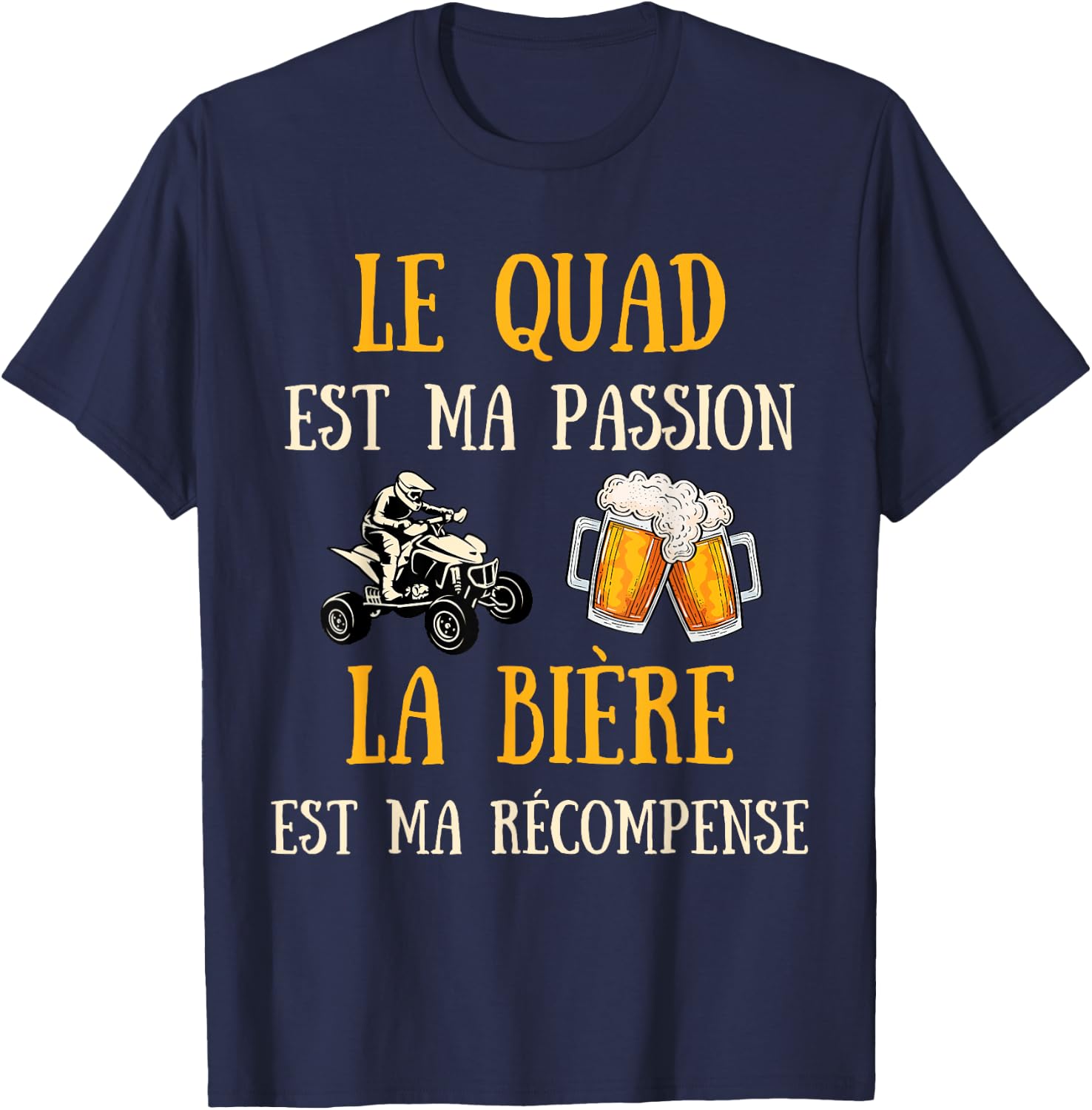 Men's Quad Humour Gift Funny Beer T-Shirt - T-Shirt | Navy