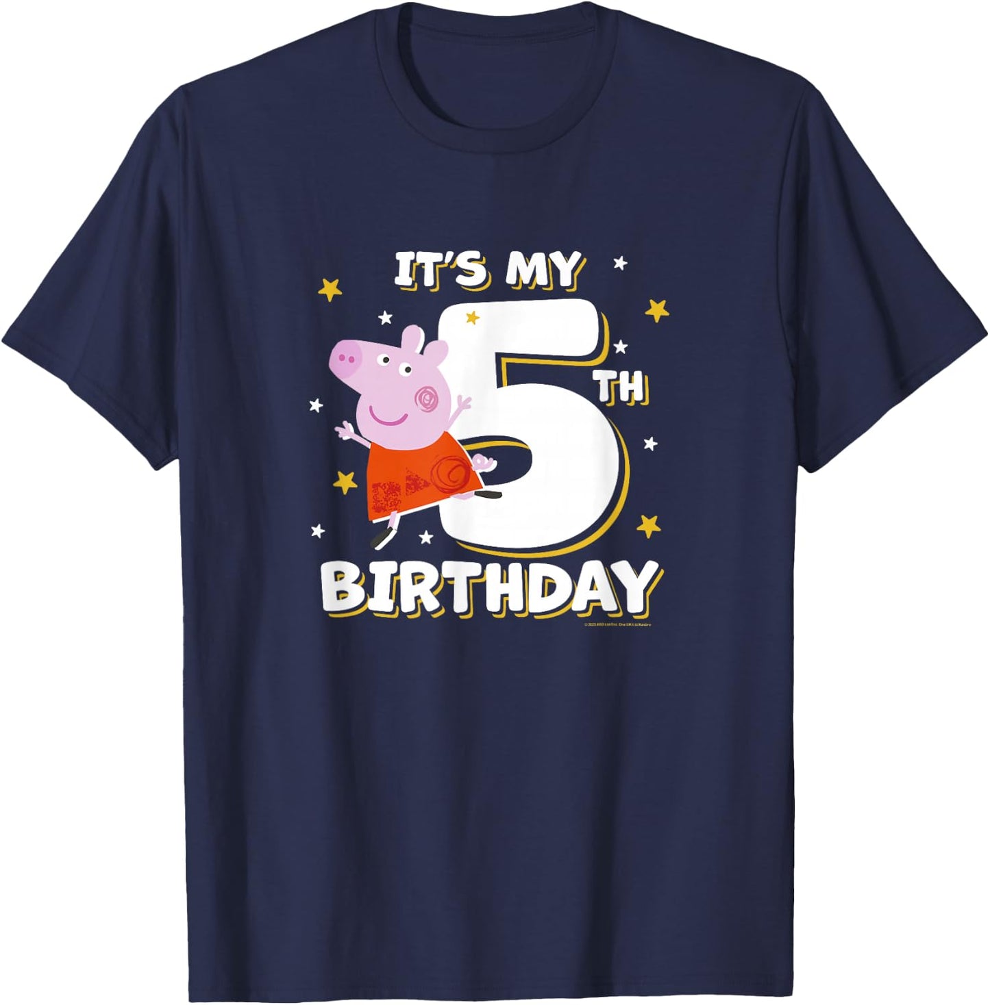 Peppa Pig It's My 5th Birthday Holiday Stars Celebration T-Shirt - T-Shirt | Navy