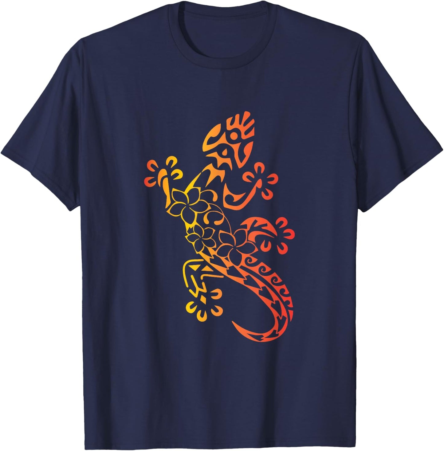 Hawaii Tribal Gecko Lizard Hawaiian Gecko Lover T-Shirt - T-Shirt | Navy