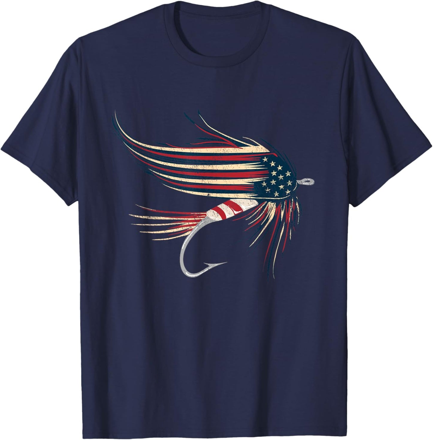 American Flag Salmon Fly Kids Men T-Shirt - T-Shirt | Navy