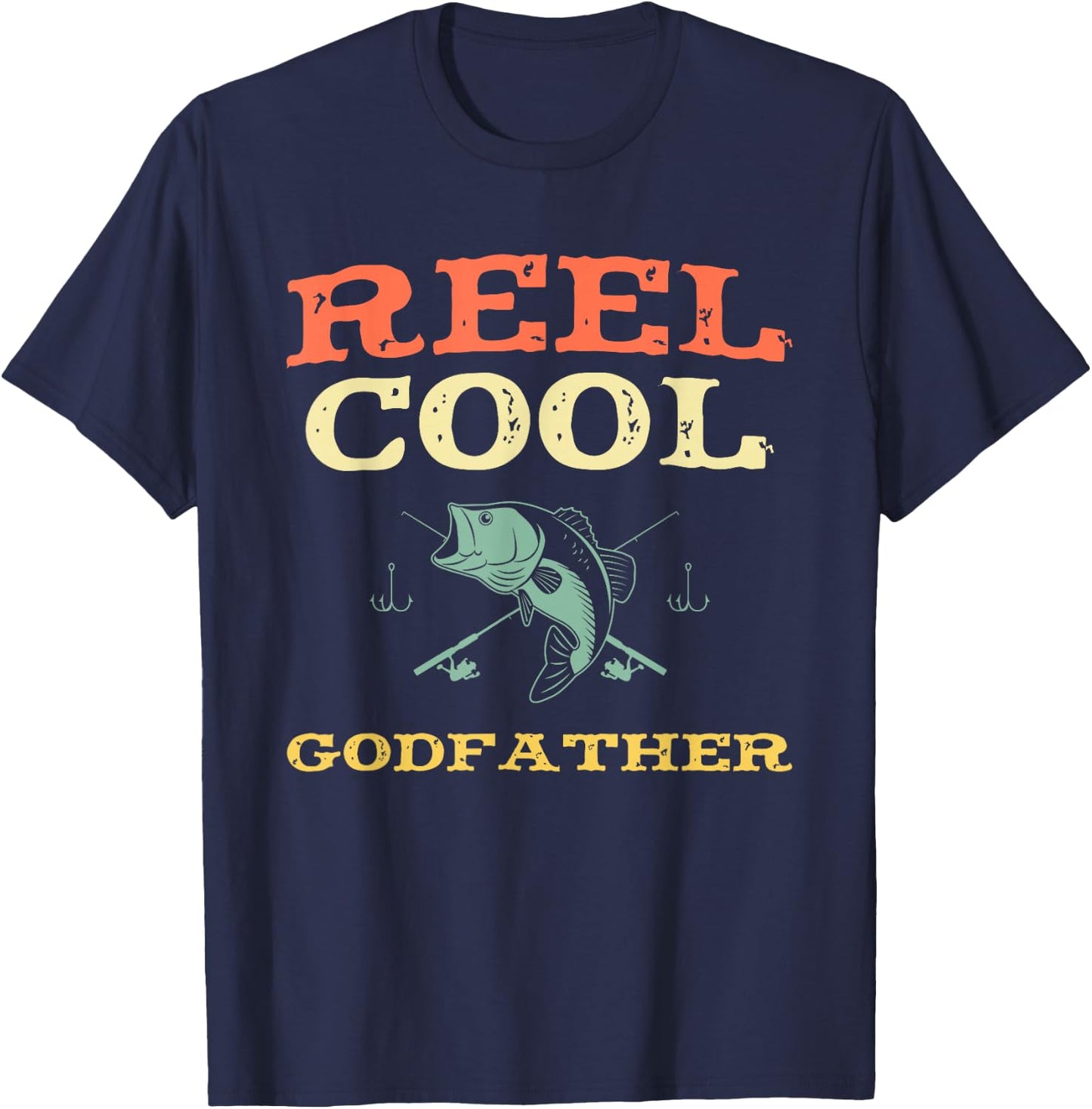 Reel Cool Godfather Fishing Fisherman Funny Vintage T-Shirt - T-Shirt | Navy