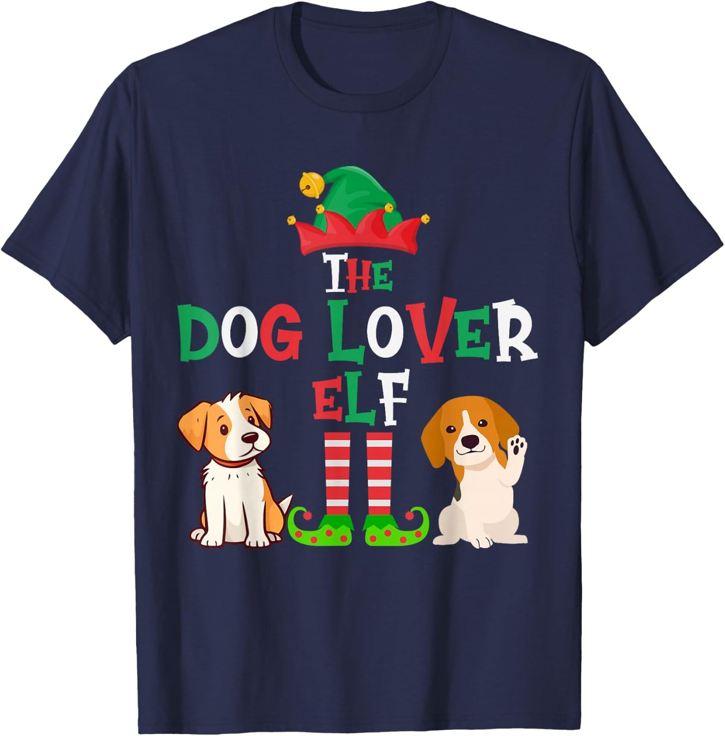 The Dog Lover Elf - Funny Matching Family Group Christmas T-Shirt - T-Shirt | Navy