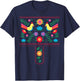 Bright Color Traditional Mexican Flowers and Birds T-Shirt - T-Shirt | Navy