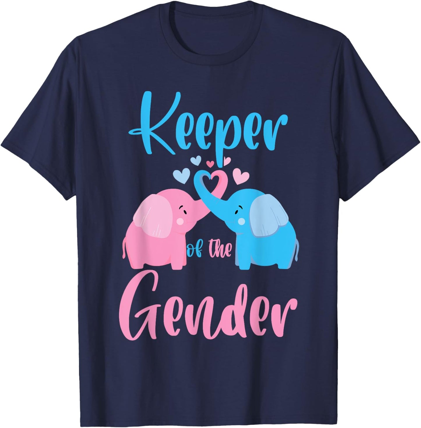 Keeper of the Gender Elephant in blue and pink - party idea T-Shirt - T-Shirt | Navy