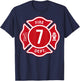 Kids Fire Truck 7th Birthday Boy Firefighter 7 Year Old T-Shirt - T-Shirt | Navy