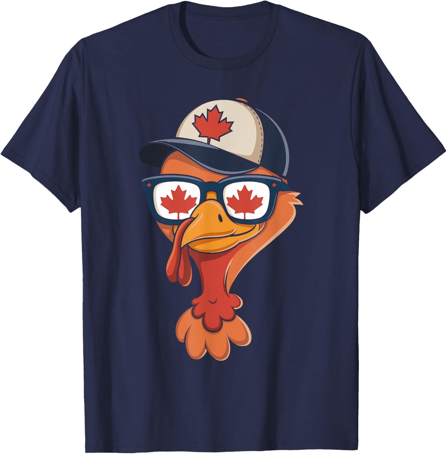 Cool Turkey Canada Flag Sunglasses Canadian Thanksgiving Day T-Shirt - T-Shirt | Navy