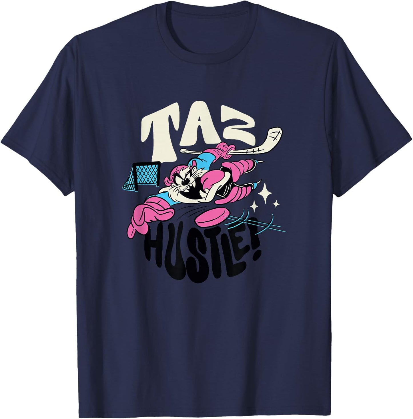 Looney Tunes Tasmanian Devil Retro Vintage Hockey Hustle T-Shirt - T-Shirt | Navy
