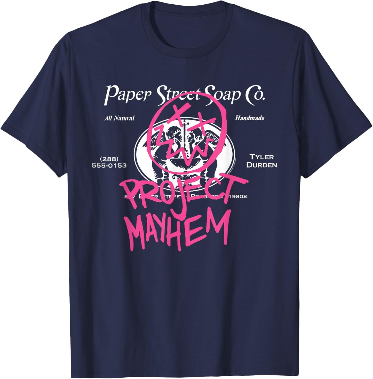 Fight Club 1999 Movie Official Tyler Durden Project Mayhem , black T-Shirt - T-Shirt | Navy