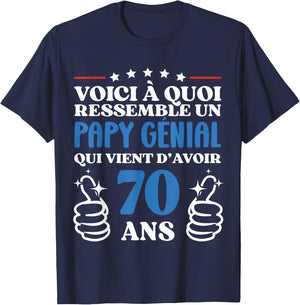 70 Years Gift Humour Birthday Grandpa Awesome , Black, S T-Shirt - T-Shirt | Navy