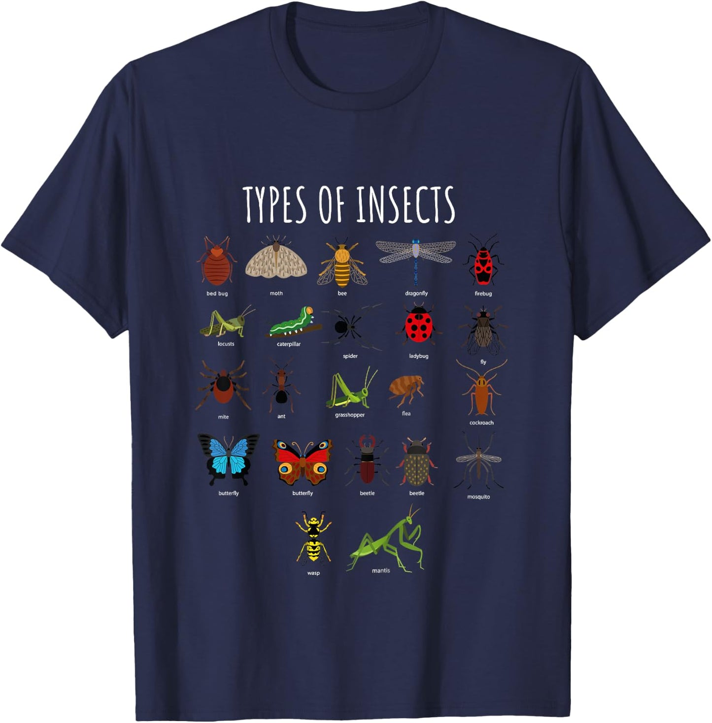 Bug Shirt - Bug Identification Types Of Insects T-Shirt - T-Shirt | Navy
